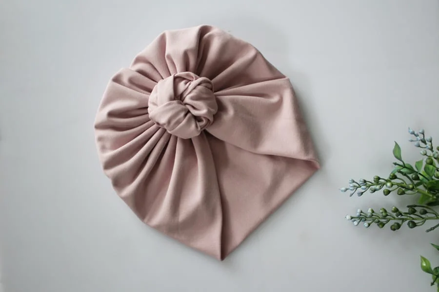 Turban podwójny pączek brudny róż