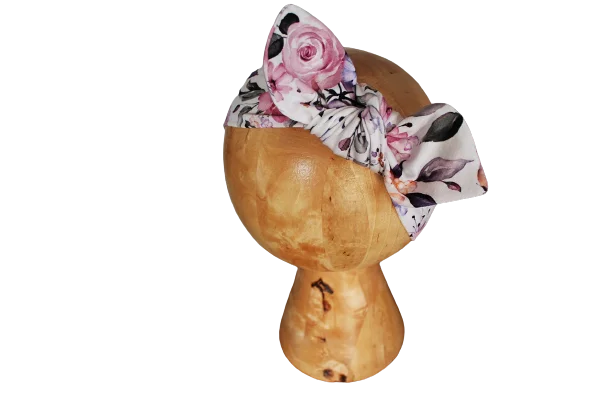 Opaska pin up romantyczne kwiaty szeroka 8 cm 
