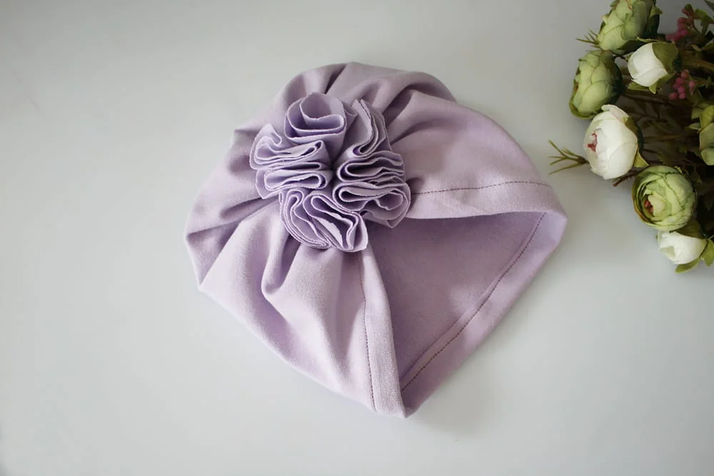Czapka turban jasny fiolet kwiat wiosna/jesień 