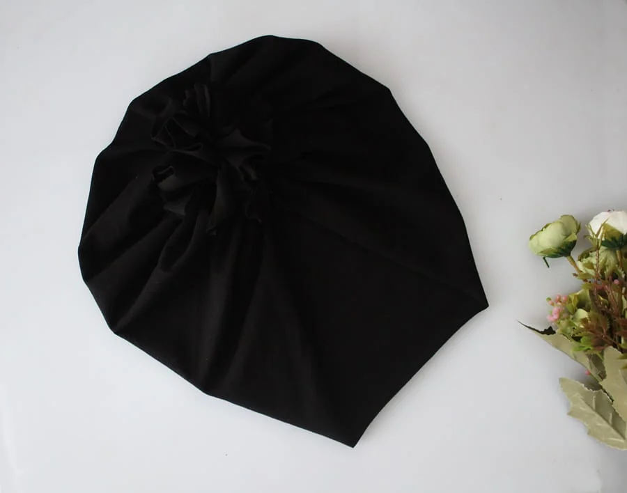 Turban kwiat czarny cieńsza lato