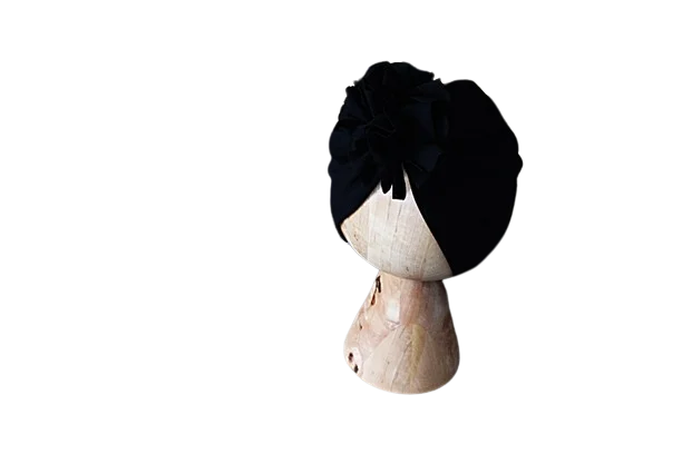 Turban kwiat czarny cieńsza lato