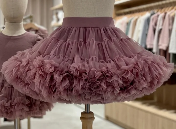 Spódniczka tutu tiul falbanki 110 ok 4-5 lat wrzosowy róż 