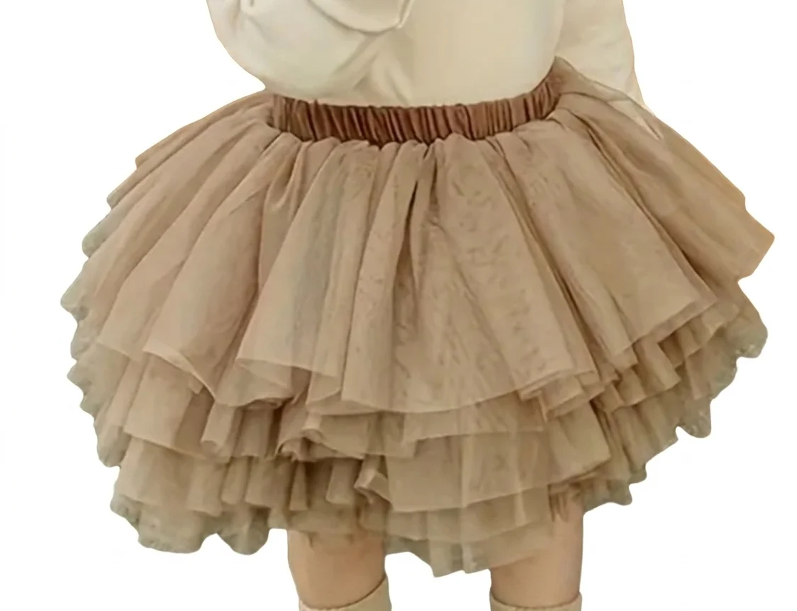 Spódniczka tutu tiul falbanki 128 ok 7-8 lat beż