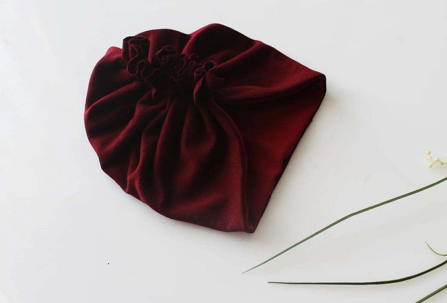 Czapka turban podwójny bordowy wiosna/jesień