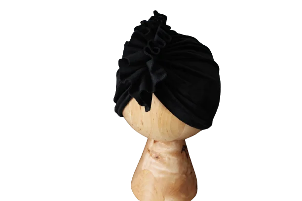 Czapka turban podwójny czarny welur wiosna/jesień